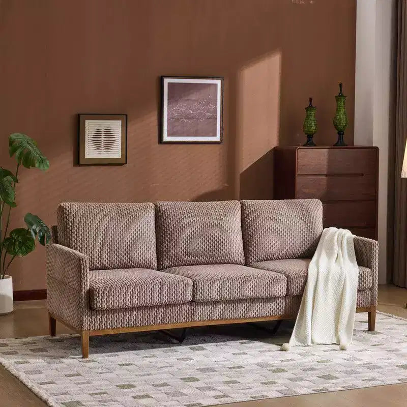 Modern Farmhouse Velvet Upholstery 3-Seater Sofa With Solid Wood Frame & Slim Track Arms