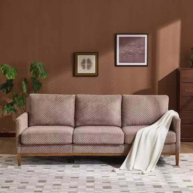 Modern Farmhouse Velvet Upholstery 3-Seater Sofa With Solid Wood Frame & Slim Track Arms