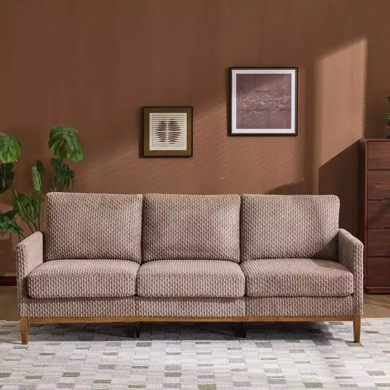 Modern Farmhouse Velvet Upholstery 3-Seater Sofa With Solid Wood Frame & Slim Track Arms