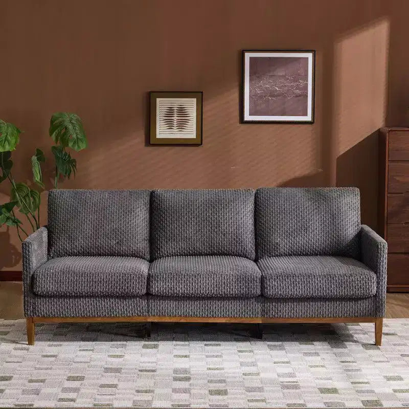 Modern Farmhouse Velvet Upholstery 3-Seater Sofa With Solid Wood Frame & Slim Track Arms