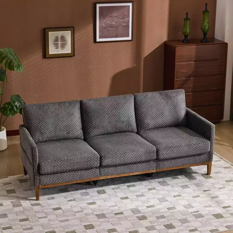 Modern Farmhouse Velvet Upholstery 3-Seater Sofa With Solid Wood Frame & Slim Track Arms