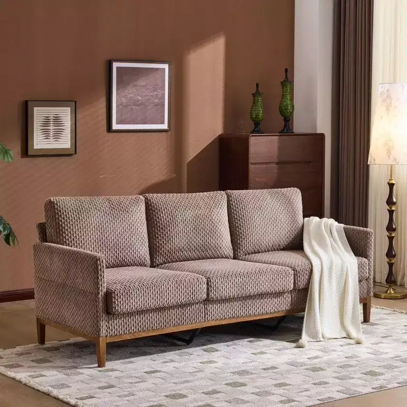Modern Farmhouse Velvet Upholstery 3-Seater Sofa With Solid Wood Frame & Slim Track Arms