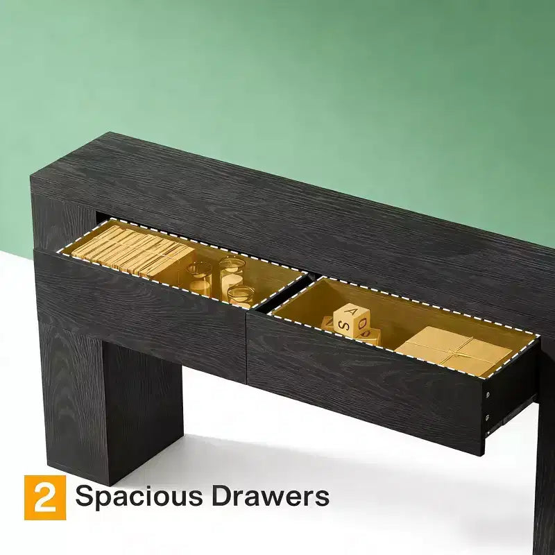 GDFStudio Bristol 63-Inch Wood Grain Console Table with Hidden Drawers