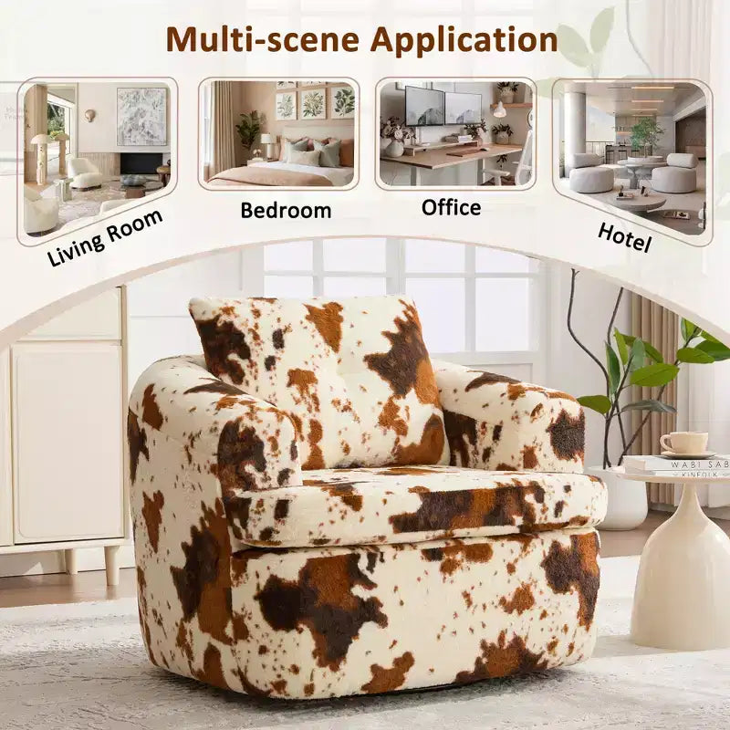 GDFStudio Jeff 360 Swivel Accent Barrel Chair with Dual-Layer Cushion Design