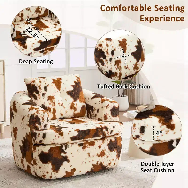 GDFStudio Jeff 360 Swivel Accent Barrel Chair with Dual-Layer Cushion Design