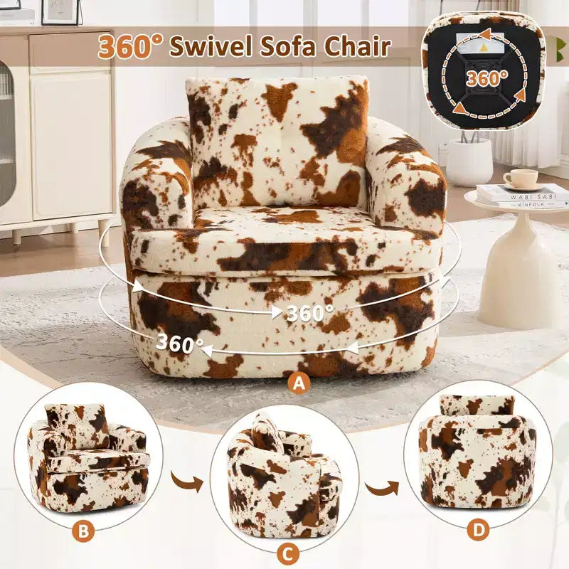 GDFStudio Jeff 360 Swivel Accent Barrel Chair with Dual-Layer Cushion Design