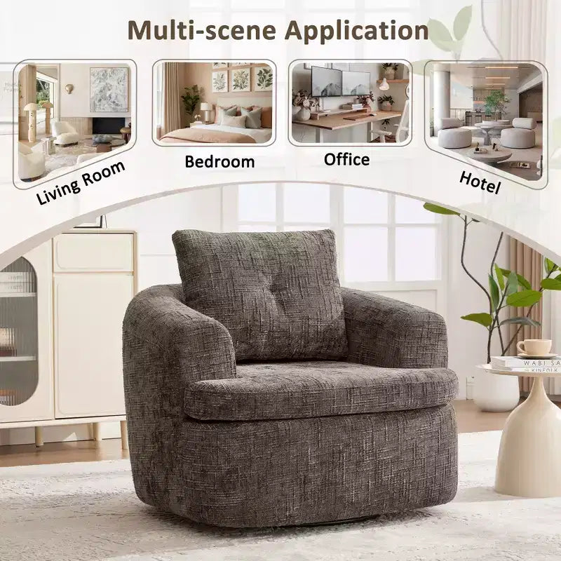 GDFStudio Jeff 360 Swivel Accent Barrel Chair with Dual-Layer Cushion Design
