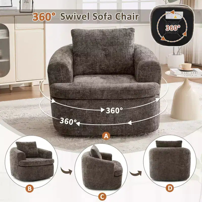 GDFStudio Jeff 360 Swivel Accent Barrel Chair with Dual-Layer Cushion Design