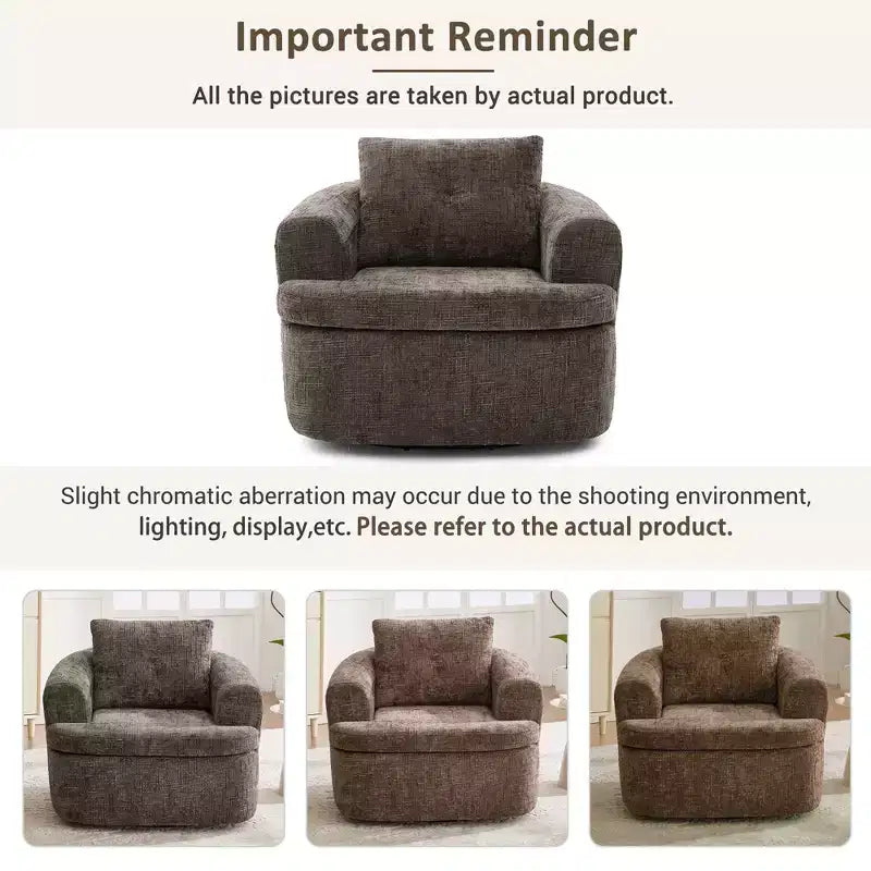 GDFStudio Jeff 360 Swivel Accent Barrel Chair with Dual-Layer Cushion Design