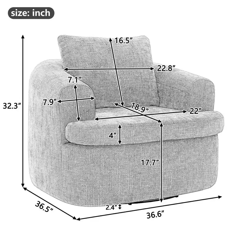 GDFStudio Jeff 360 Swivel Accent Barrel Chair with Dual-Layer Cushion Design