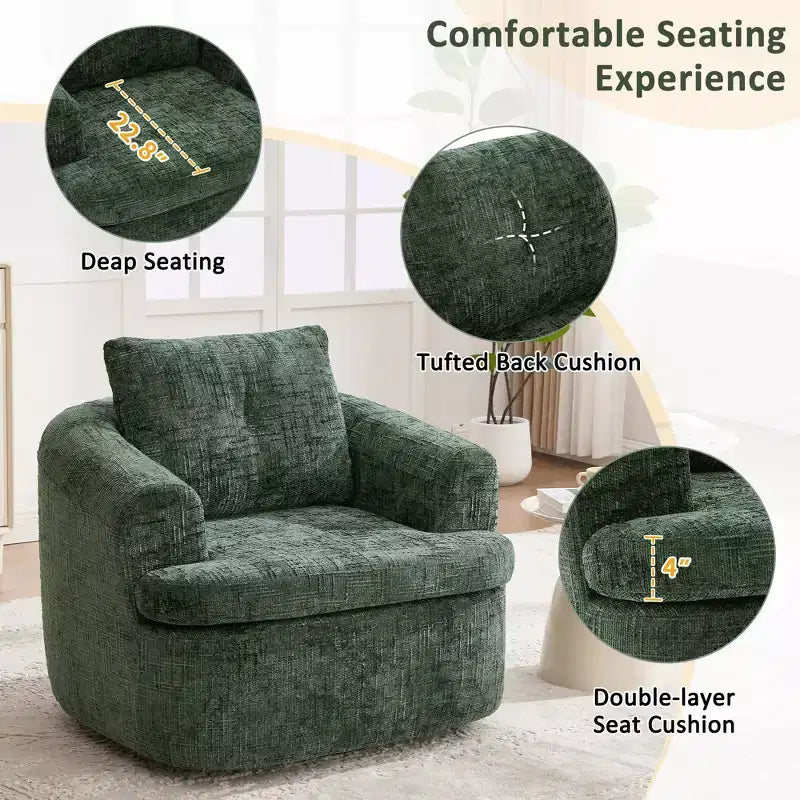 GDFStudio Jeff 360 Swivel Accent Barrel Chair with Dual-Layer Cushion Design