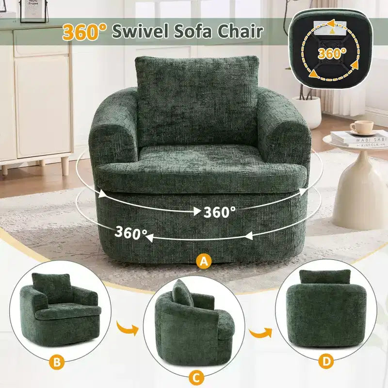 GDFStudio Jeff 360 Swivel Accent Barrel Chair with Dual-Layer Cushion Design