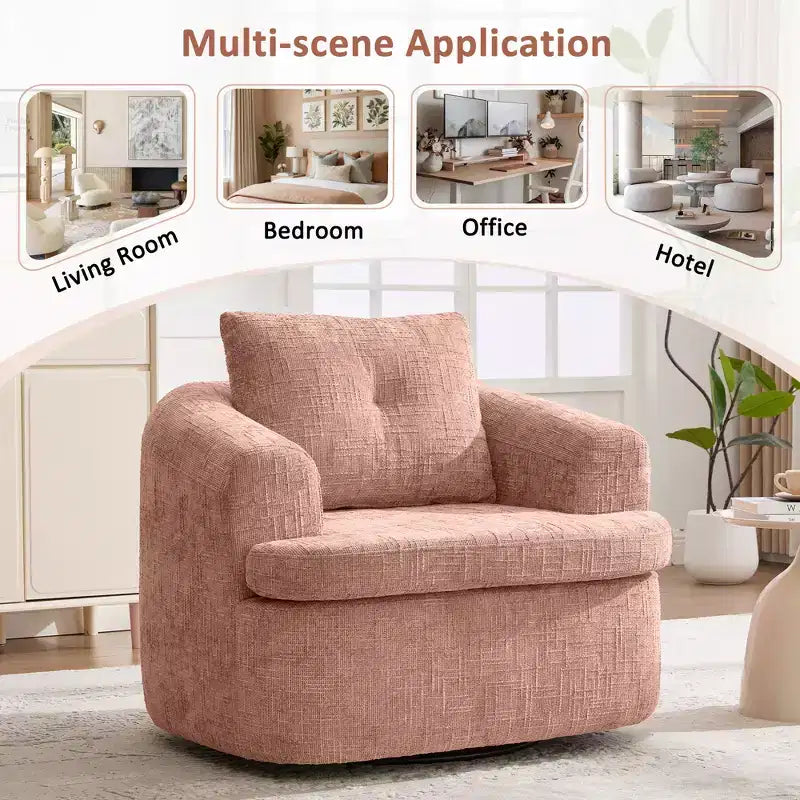 GDFStudio Jeff 360 Swivel Accent Barrel Chair with Dual-Layer Cushion Design