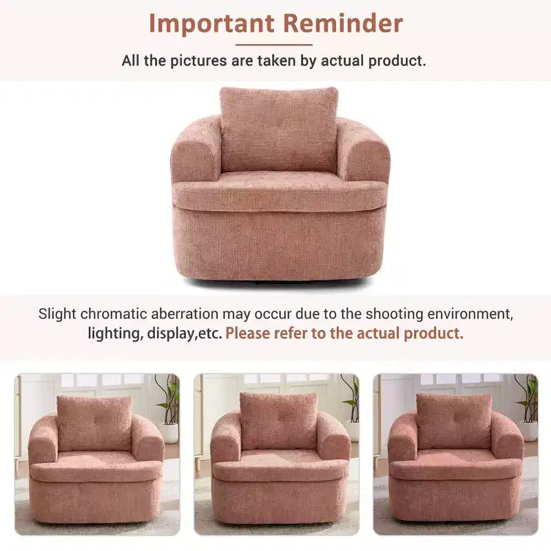 GDFStudio Jeff 360 Swivel Accent Barrel Chair with Dual-Layer Cushion Design