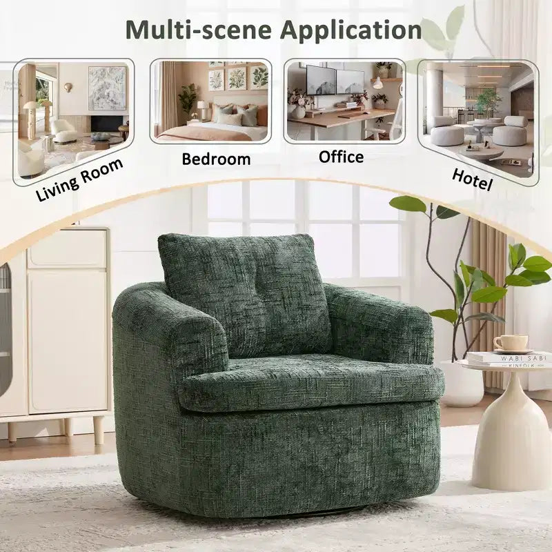 GDFStudio Jeff 360 Swivel Accent Barrel Chair with Dual-Layer Cushion Design
