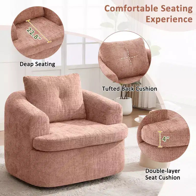 GDFStudio Jeff 360 Swivel Accent Barrel Chair with Dual-Layer Cushion Design