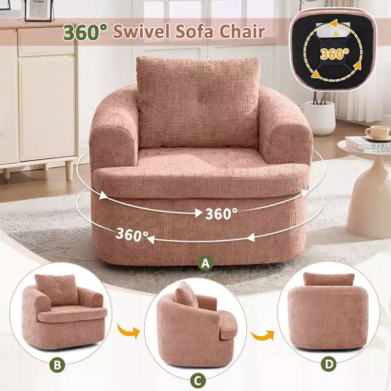 GDFStudio Jeff 360 Swivel Accent Barrel Chair with Dual-Layer Cushion Design