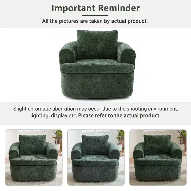 GDFStudio Jeff 360 Swivel Accent Barrel Chair with Dual-Layer Cushion Design