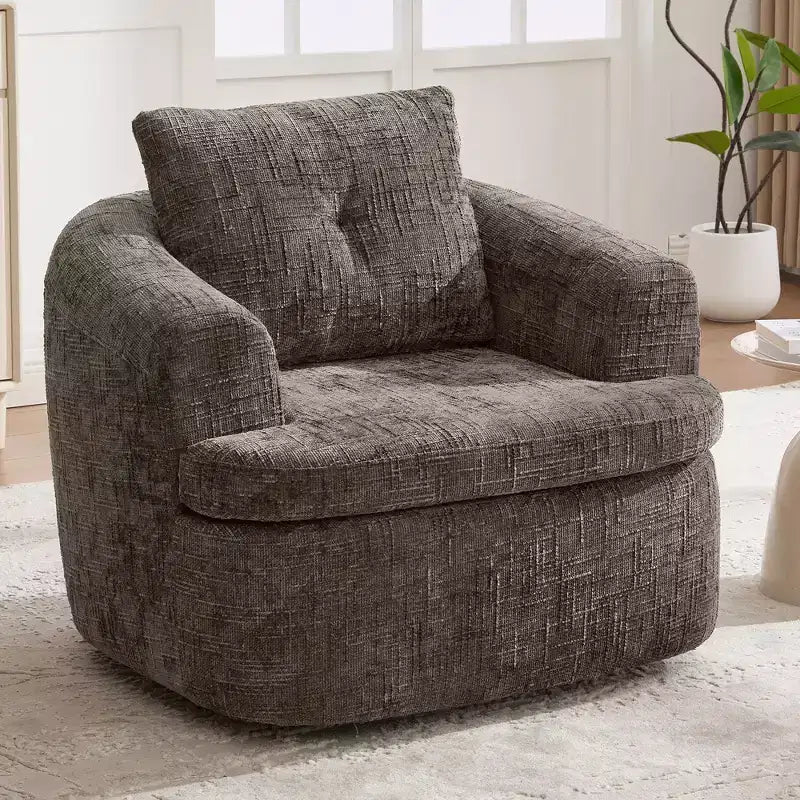 GDFStudio Jeff 360 Swivel Accent Barrel Chair with Dual-Layer Cushion Design