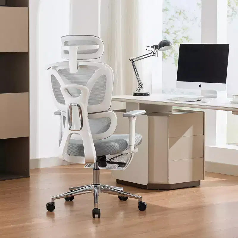 Ergonomic Mesh Office Chair  High Back, Adjustable Lumbar Support, Padded Headrest & Footrest, Wide Breathable Seat, Swivel Computer Desk Chair