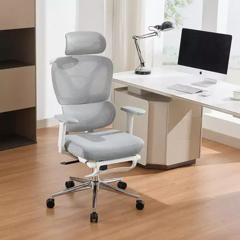 Ergonomic Mesh Office Chair  High Back, Adjustable Lumbar Support, Padded Headrest & Footrest, Wide Breathable Seat, Swivel Computer Desk Chair