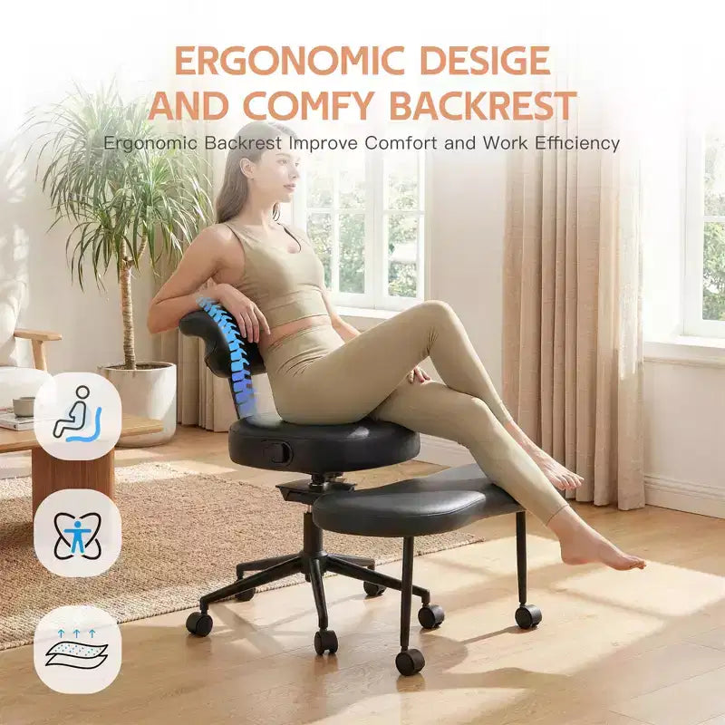Ergonomic Cross Legged Office Chair with Lumbar Support, 360 Swivel Meditation Chair