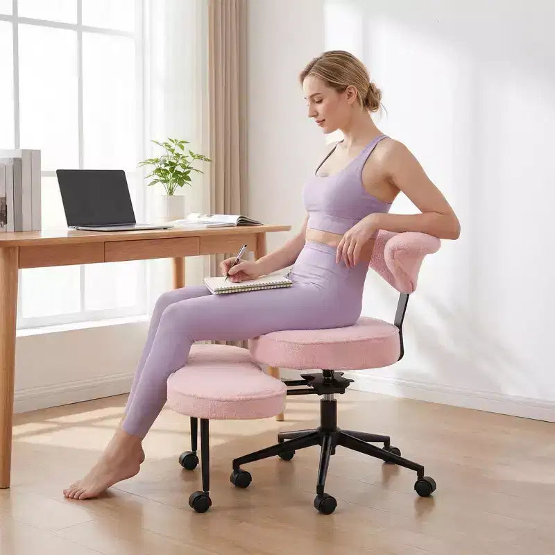 Ergonomic Cross Legged Office Chair with Lumbar Support, 360 Swivel Meditation Chair