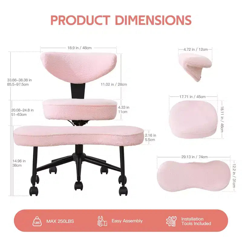 Ergonomic Cross Legged Office Chair with Lumbar Support, 360 Swivel Meditation Chair