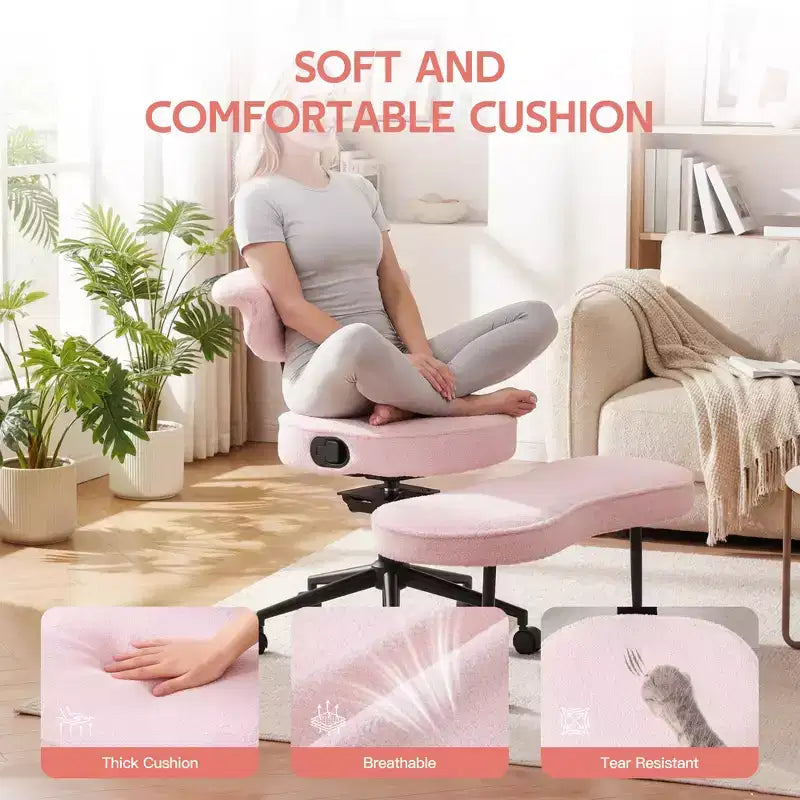 Ergonomic Cross Legged Office Chair with Lumbar Support, 360 Swivel Meditation Chair