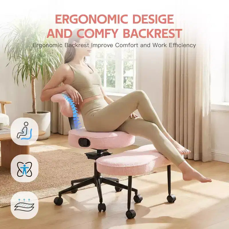 Ergonomic Cross Legged Office Chair with Lumbar Support, 360 Swivel Meditation Chair
