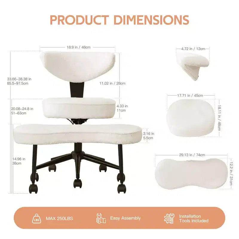 Ergonomic Cross Legged Office Chair with Lumbar Support, 360 Swivel Meditation Chair