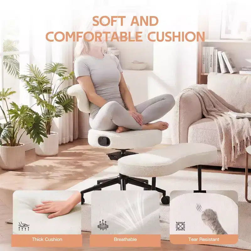 Ergonomic Cross Legged Office Chair with Lumbar Support, 360 Swivel Meditation Chair