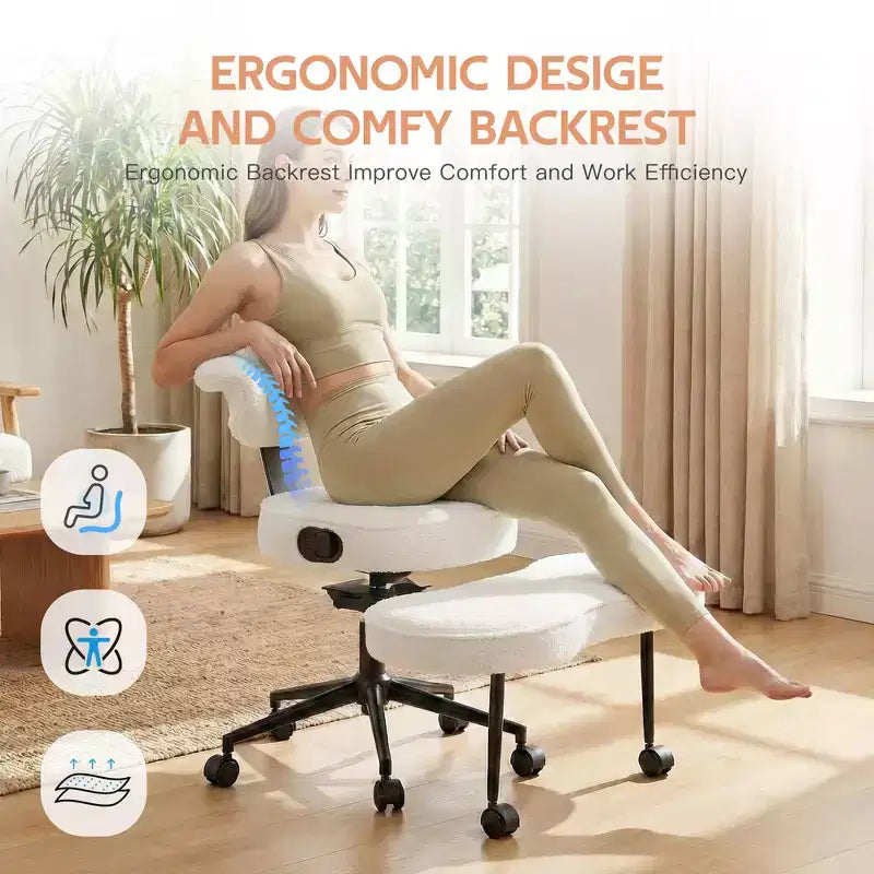 Ergonomic Cross Legged Office Chair with Lumbar Support, 360 Swivel Meditation Chair
