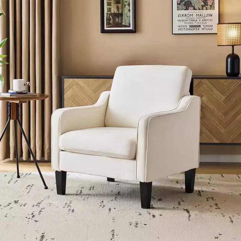 VINGLI Living Room Chairs , Black Accent Chair 5.5 Thick Seat Cushion Comfy Chair Soft Chenille Side Chair Upholstered Arm Chair