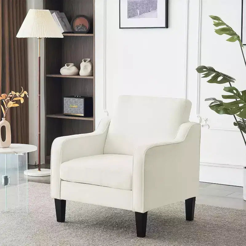 VINGLI Living Room Chairs , Black Accent Chair 5.5 Thick Seat Cushion Comfy Chair Soft Chenille Side Chair Upholstered Arm Chair