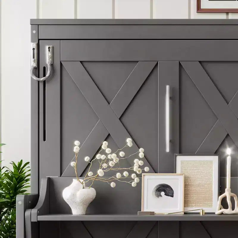 GDFStudio Dalton Wood Murphy Bed with Built-in Desk and USB Charging Station