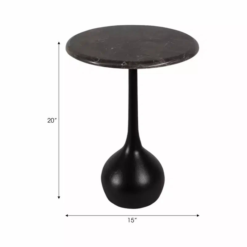 Marble Accent End Table for Home Decor - Decorative Small Table Stand for Bedroom Night Stand, Bedside, and Living Room Decor