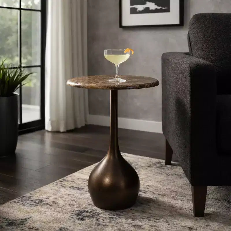 Marble Accent End Table for Home Decor - Decorative Small Table Stand for Bedroom Night Stand, Bedside, and Living Room Decor
