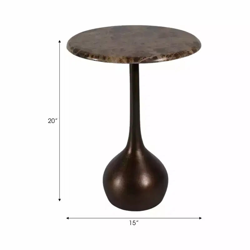 Marble Accent End Table for Home Decor - Decorative Small Table Stand for Bedroom Night Stand, Bedside, and Living Room Decor
