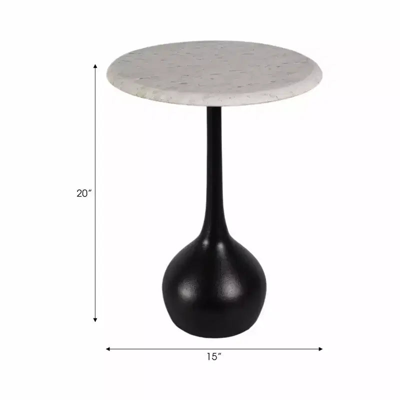Marble Accent End Table for Home Decor - Decorative Small Table Stand for Bedroom Night Stand, Bedside, and Living Room Decor