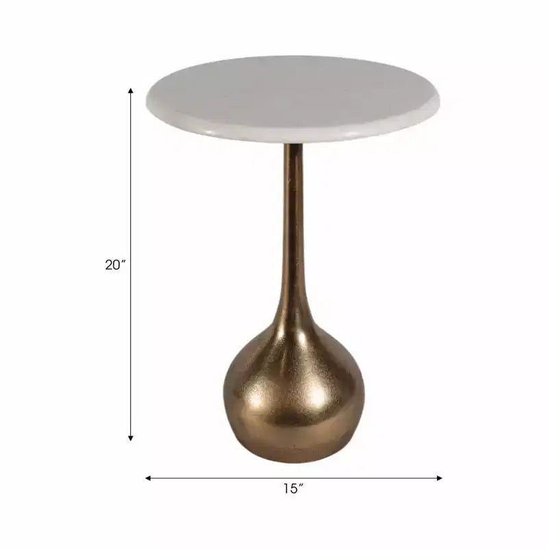Marble Accent End Table for Home Decor - Decorative Small Table Stand for Bedroom Night Stand, Bedside, and Living Room Decor