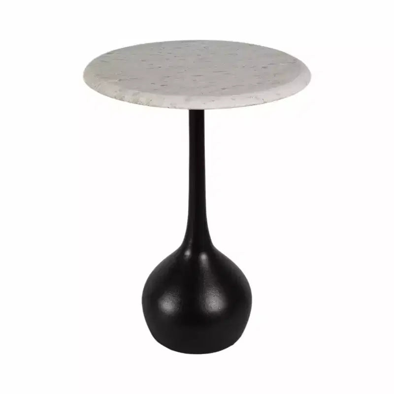 Marble Accent End Table for Home Decor - Decorative Small Table Stand for Bedroom Night Stand, Bedside, and Living Room Decor