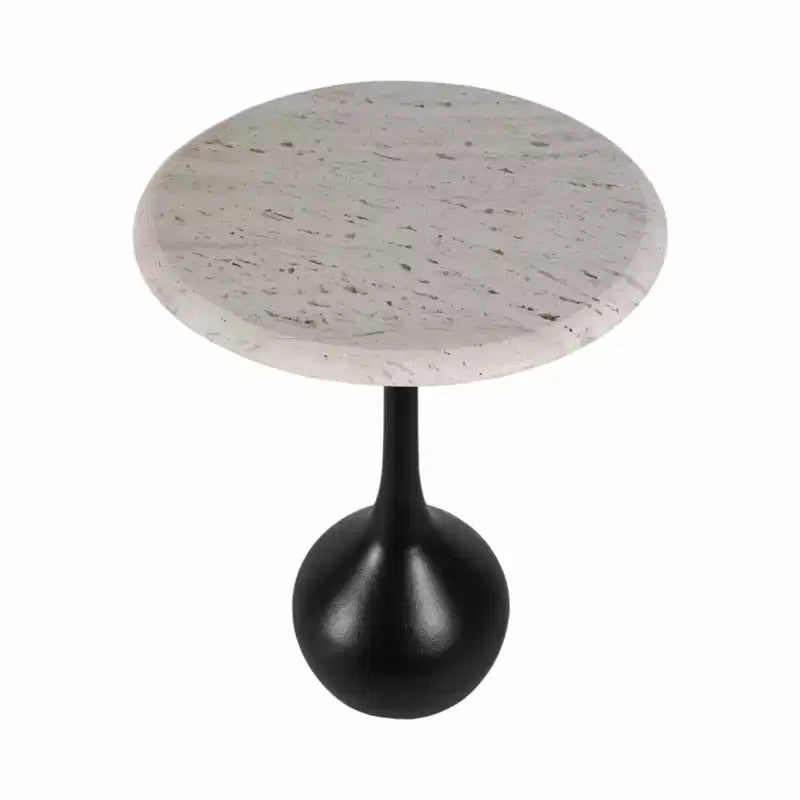 Marble Accent End Table for Home Decor - Decorative Small Table Stand for Bedroom Night Stand, Bedside, and Living Room Decor