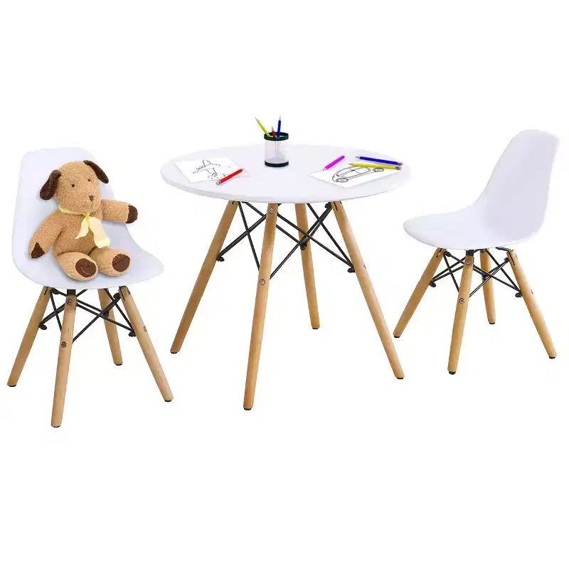 Costway Kids Table & 2 Chairs Set Solid Construction Mid-Century Dining Table Toddler