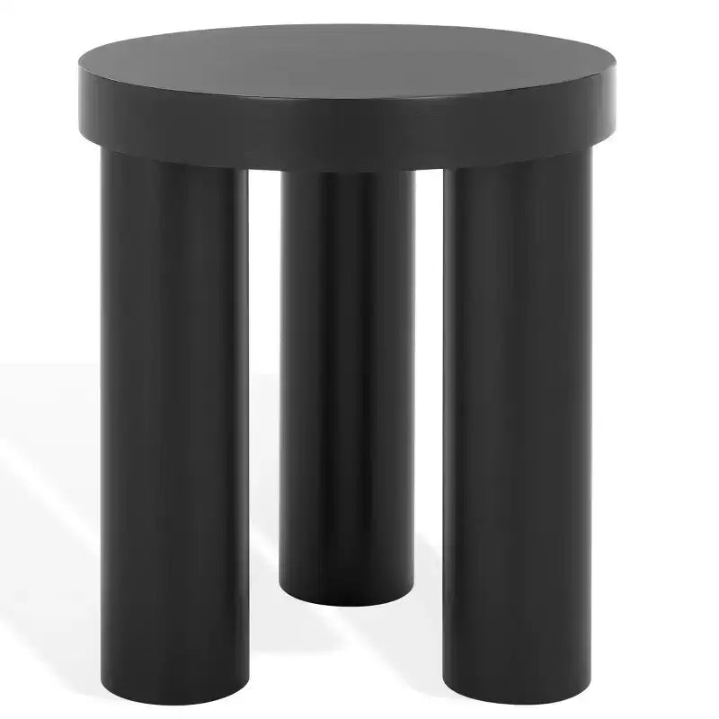Bary Round 3 Leg Wood Accent Table - SFV7715 - Black - Safavieh Couture