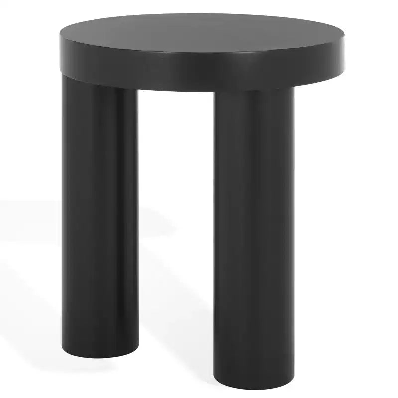 Bary Round 3 Leg Wood Accent Table - SFV7715 - Black - Safavieh Couture