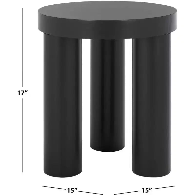 Bary Round 3 Leg Wood Accent Table - SFV7715 - Black - Safavieh Couture