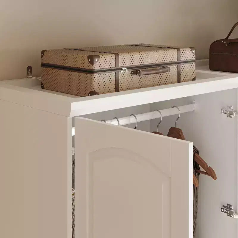 Famapy 3-Door Wardrobe with Mirror,6 Drawers,Adjustable Shelves and Recessed Top Storage Armoire for Bedroom