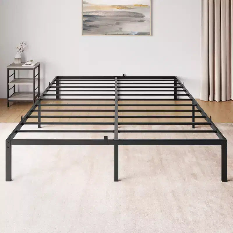 Low platform bed frame for bedroom - maximum weight capacity 800 lbs, no spring mattress required, minimalist design.