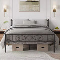 Twin Size Metal Platform Bed Frame with Fist Design Headboard & Footboard, Under Bed Storage
